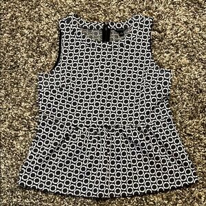 Ann Taylor Black and White Circle Pattern Tank Top